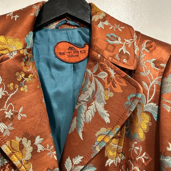 Etro Milano Vintage Floral Jacquard Blazer Size 46 - Picture 4 of 8